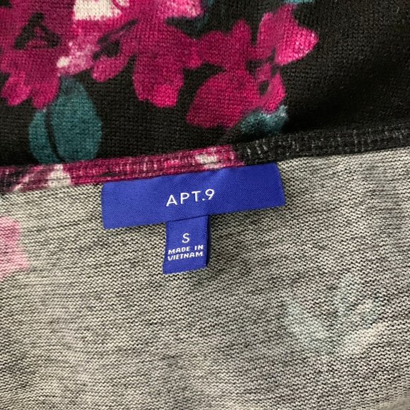 Apt 9 Floral Flannel Sweater Dress S Black Roll Tab Sleeve Pull Over Round Neck - Picture 6 of 6